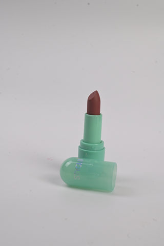 Sea green, clear pastic, matte lipstick
