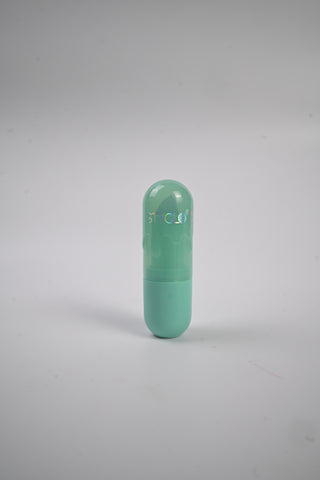 Sea green, clear pastic, matte lipstick